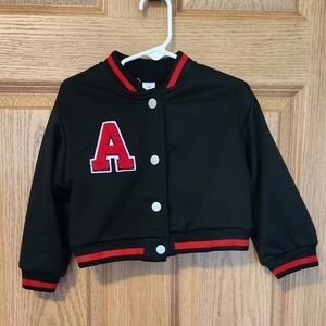Black Varsity Jacket with Red Accents